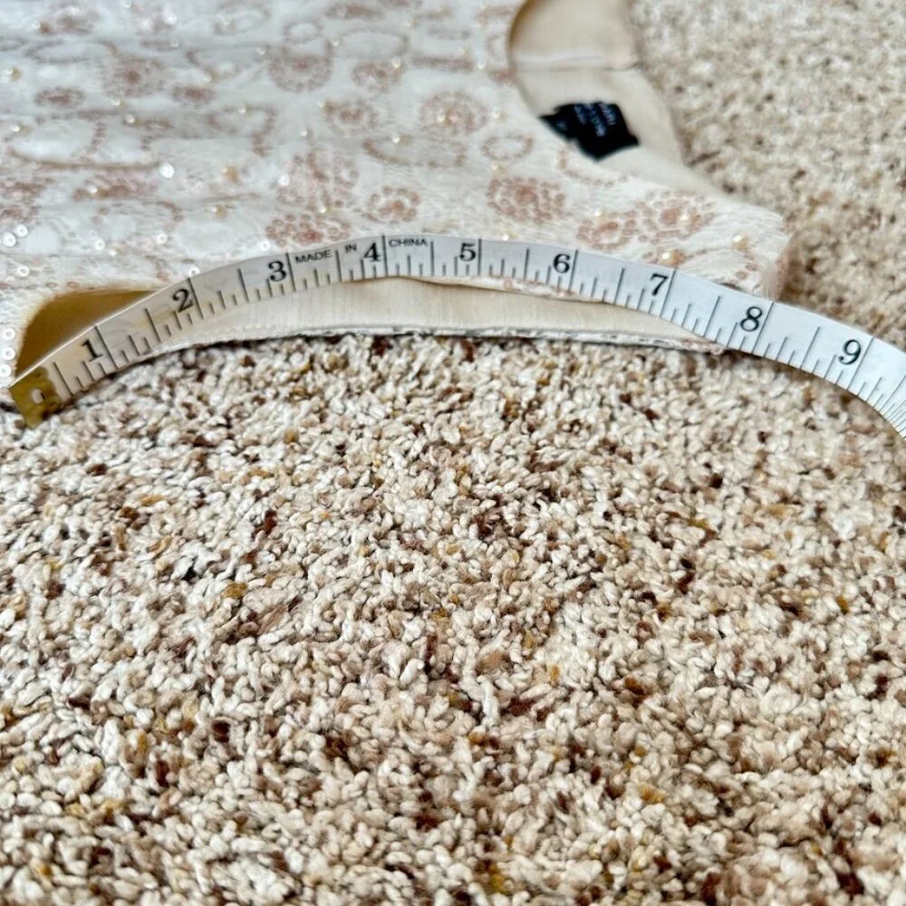 Tahari Cocktail Dress Beaded Bodice Sleeveless Size 4 Petite Ivory Lace - Picture 7 of 15